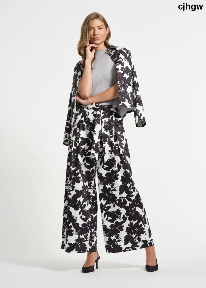Belted Palazzo Pants - Noir Floral / 2 - Clothing