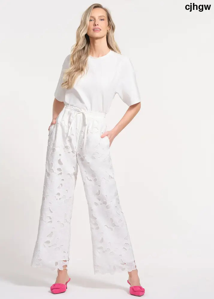 Eyelet Pull-On Pant - WHITE / XS - Trousers