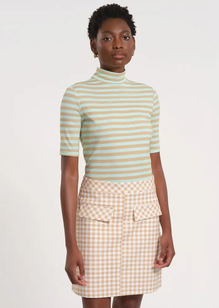 Gingham Patterned A-Line Midi Skirt - Clothing