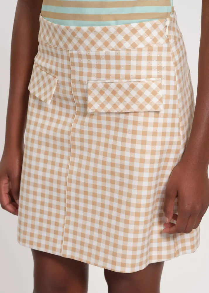 Gingham Patterned A-Line Midi Skirt - Clothing