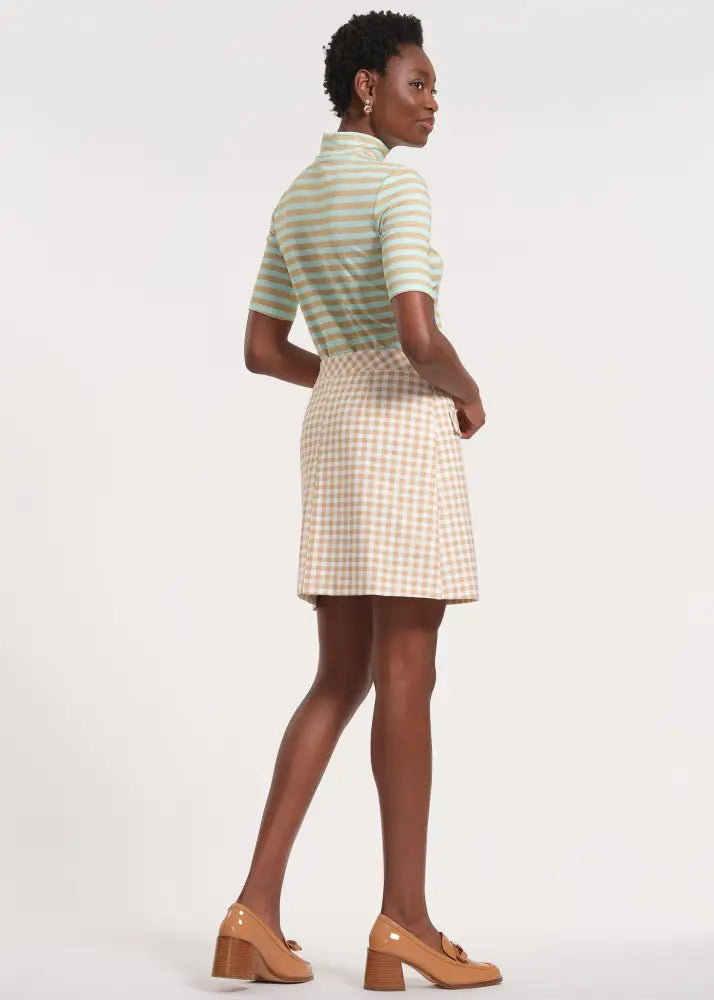 Gingham Patterned A-Line Midi Skirt - Clothing