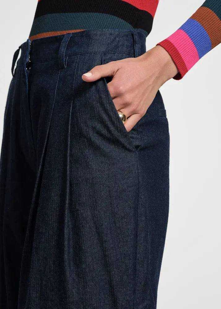 Pleated Denim Pant - Clothing