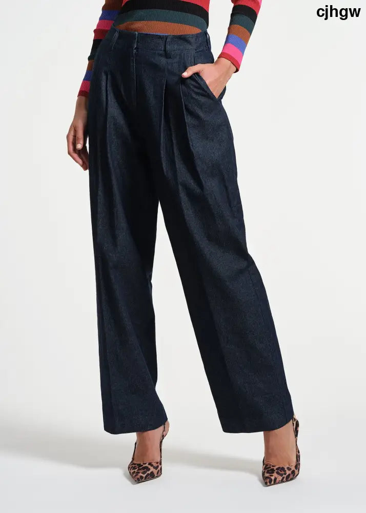 Pleated Denim Pant - Indigo / 2 - Clothing