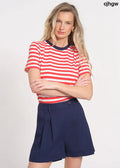 Pleated Linen Shorts - NAVY / 2 - Short Trousers