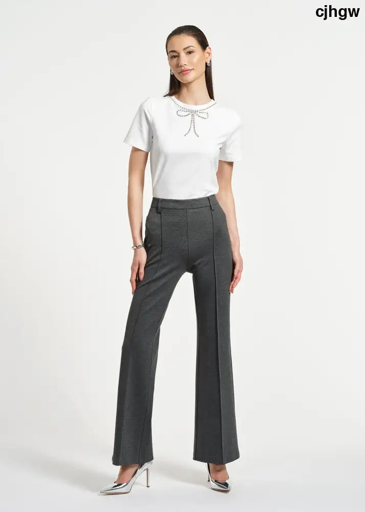 Ponte Flare Pant - Charcoal Grey / XS - Clothing