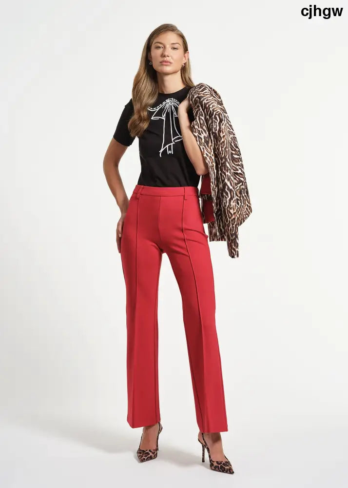 Ponte Flare Pant - Red / XS - Clothing