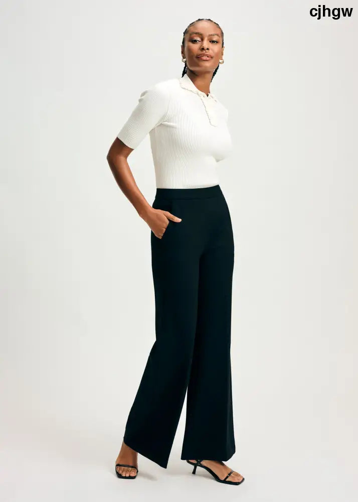 Ponte Wide Leg Pant - Black / XS