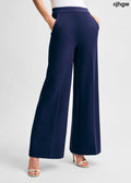 Ponte Wide Leg Pant - Navy / XS