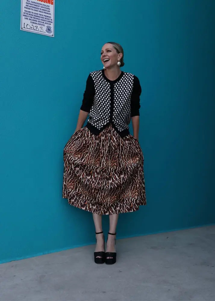 Sateen Midi Full Skirt - Clothing