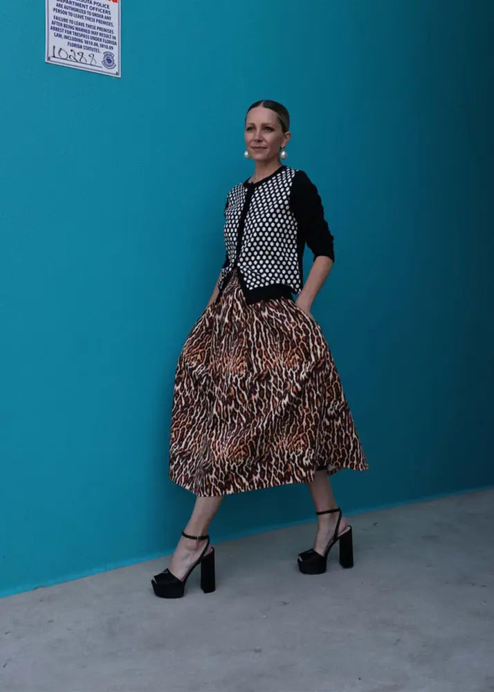 Sateen Midi Full Skirt - Clothing
