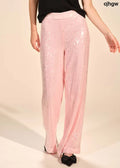 Sequin Wide Leg Pant - Orchid Pink / XS - Clothing