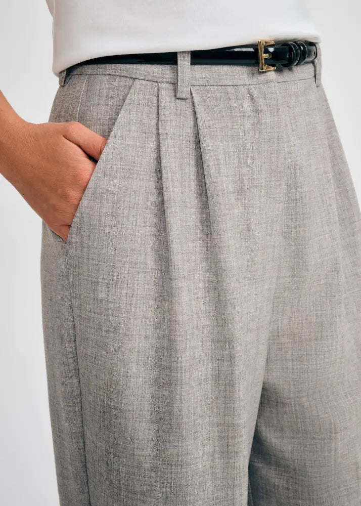 Wide Leg Pleated Pant - Clothing