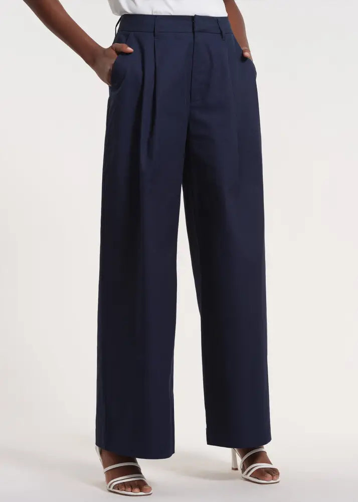 Wide Leg Pleated Trousers - Clothing
