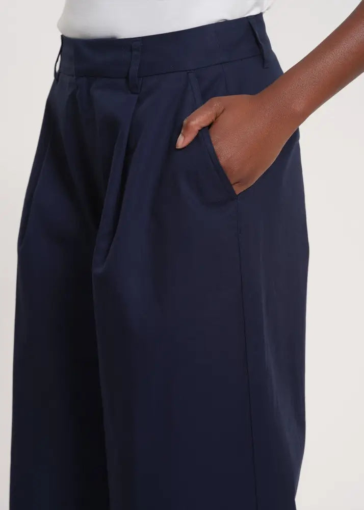 Wide Leg Pleated Trousers - Clothing