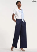 Wide Leg Pleated Trousers - Navy / 2 - Clothing